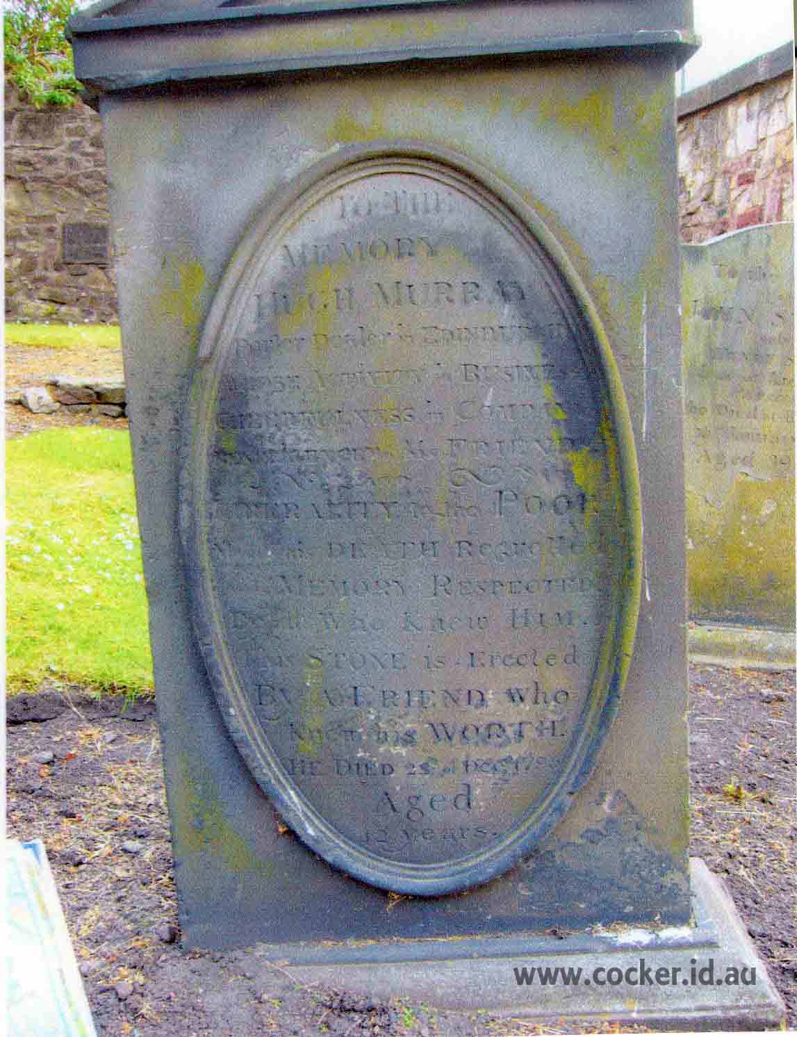 Hugh Murrays headstone